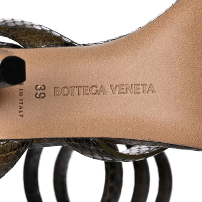 Bottega Veneta Python Printed Calfskin Spiral Sandals 39 Kaki 6 of 8