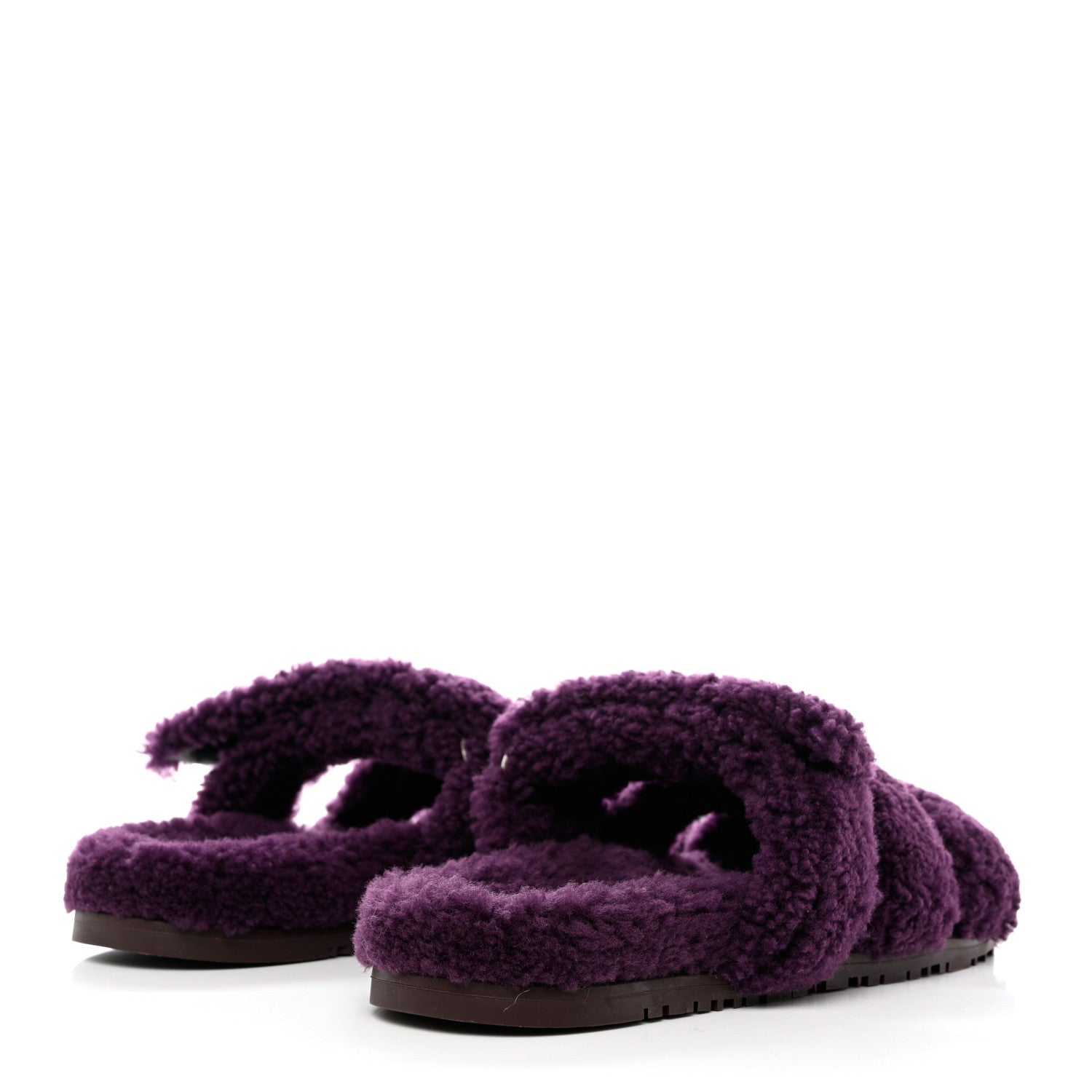 Hermes Woolskin Womens Chypre Sandals 40 Violet Fonce 4 of 9