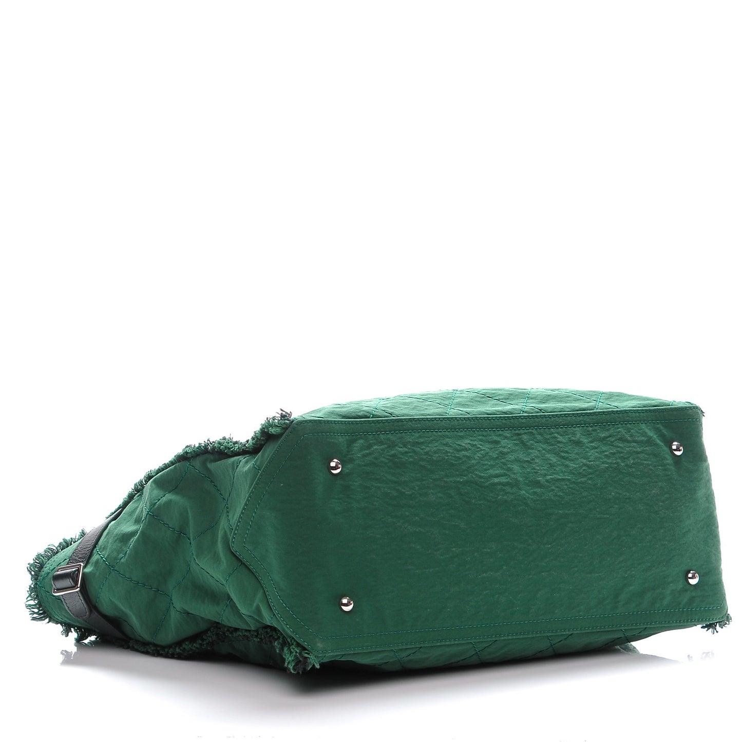 Canvas Stitched Tweed Large Tote Green