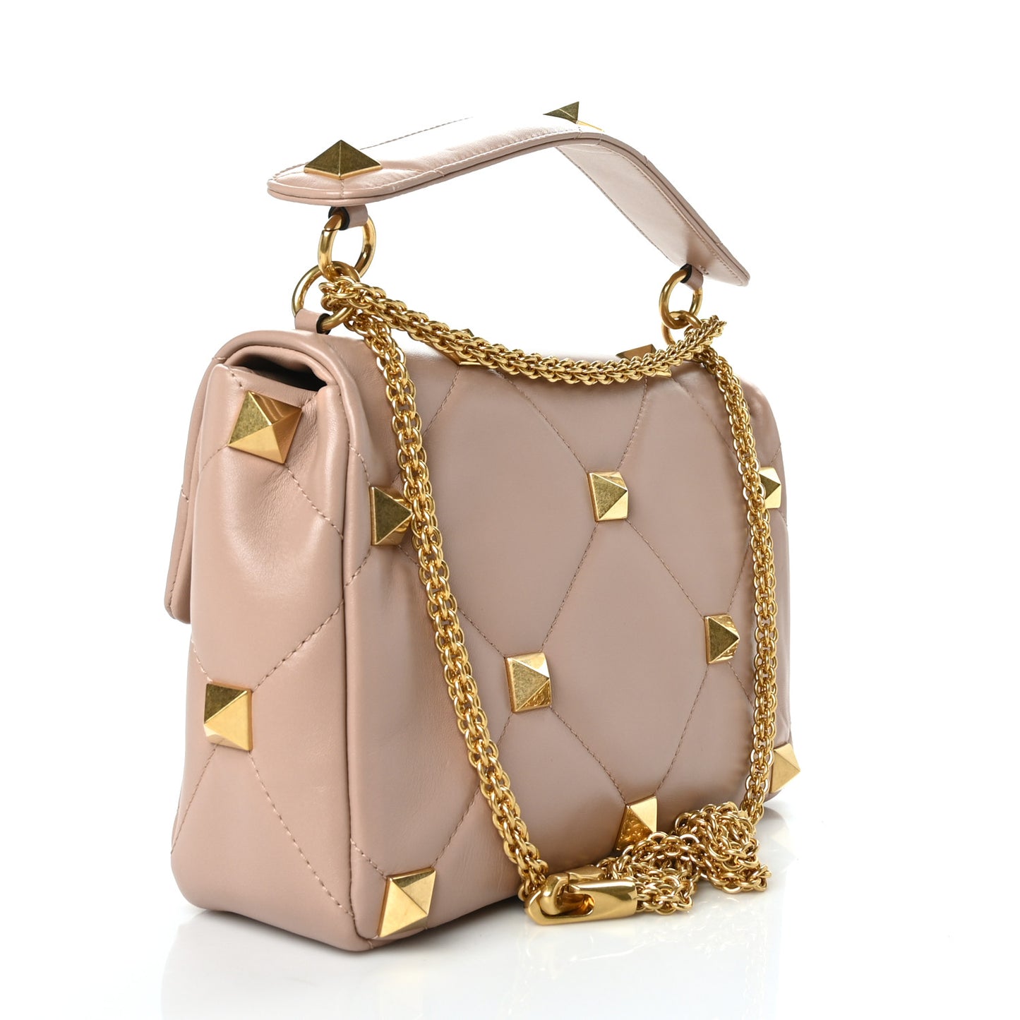 Nappa Large Roman Stud Shoulder Bag Rose Cannelle