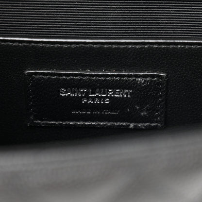 Saint Laurent Grain De Poudre Textured Mixed Matelasse Triquilt Medium Monogram Satchel Black 6 of 9