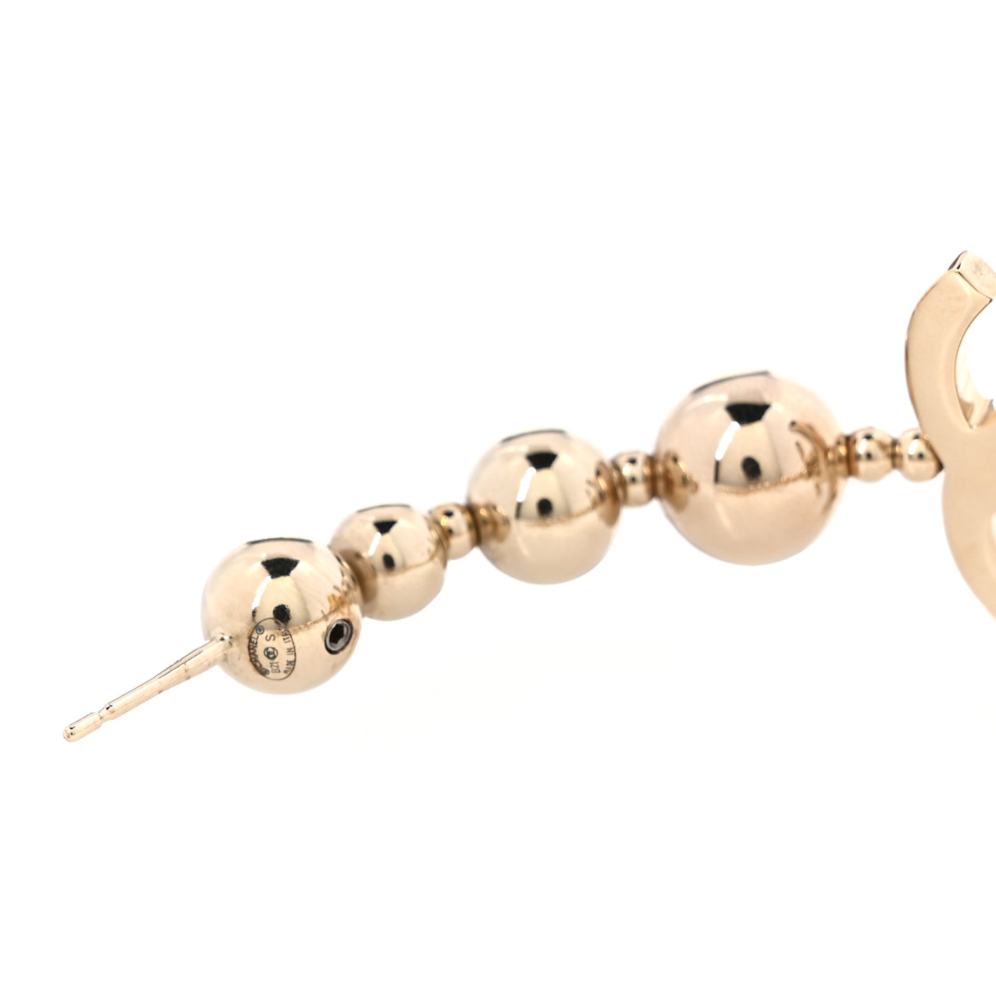 Metal Bead CC Hoop Earrings Gold