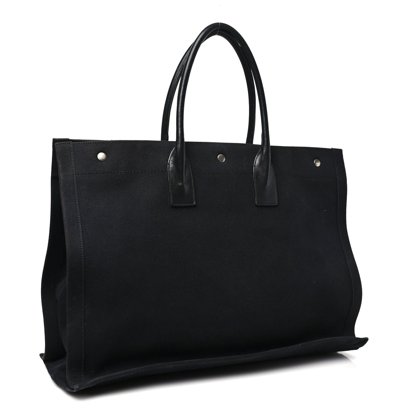 Linen Calfskin Rive Gauche Tote Black