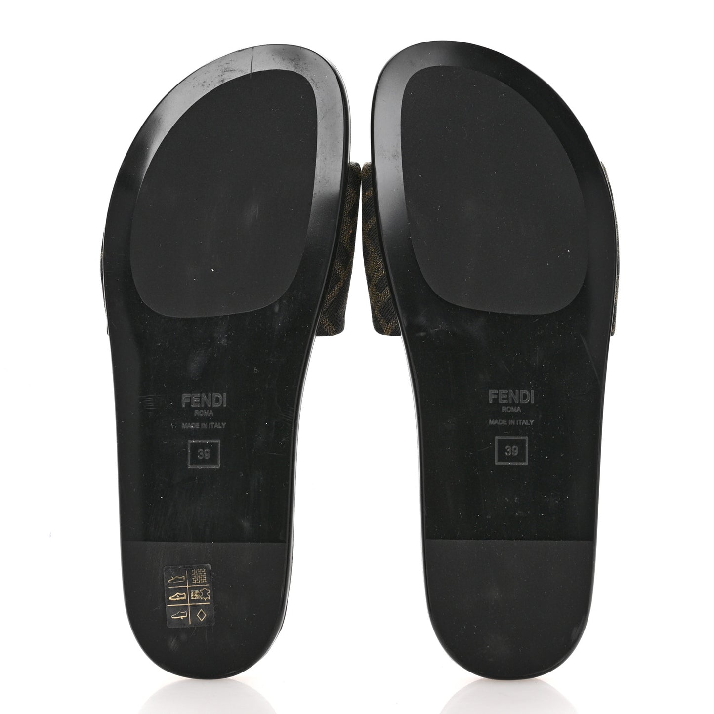 Fabric Jacquard FF 1974 Fendi Feel Slide Sandals 39 Tobacco Black