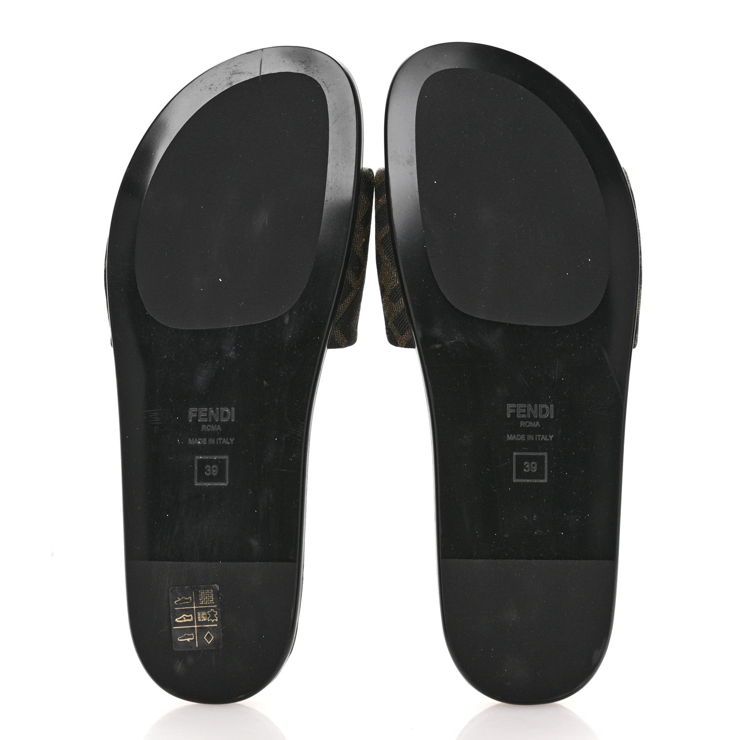 Fendi Fabric Jacquard FF 1974 Fendi Feel Slide Sandals 39 Tobacco Black 6 of 9