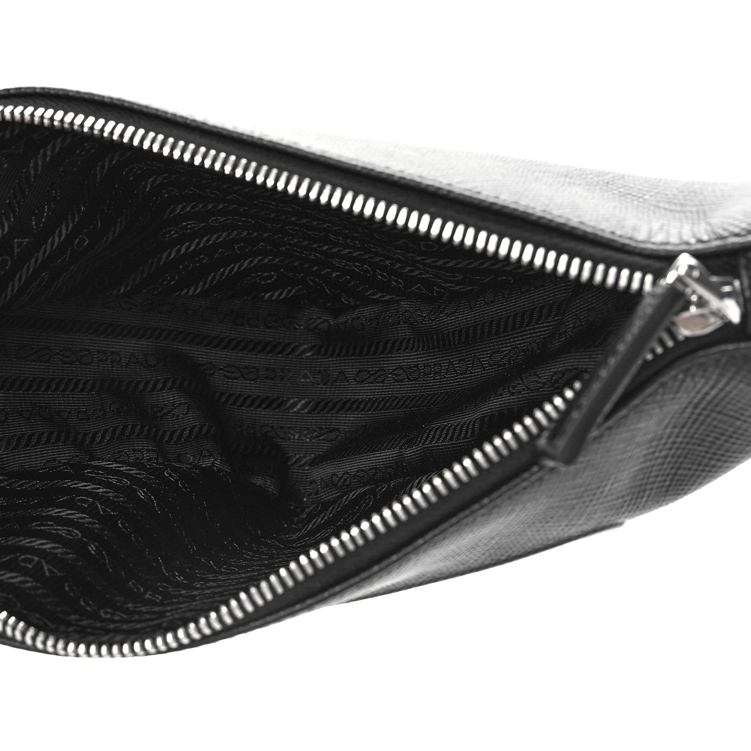 Prada Saffiano Cuir Triangle Logo Embossed Triangle Wristlet Black 5 of 8