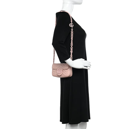 Gucci Calfskin Matelasse Monochrome GG Marmont Chain Belt Bag Perfect Pink 2 of 11