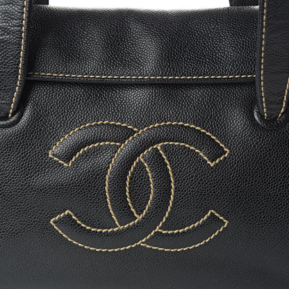Chanel Caviar CC Stitched Flap Shoulder Bag Black 11 of 11