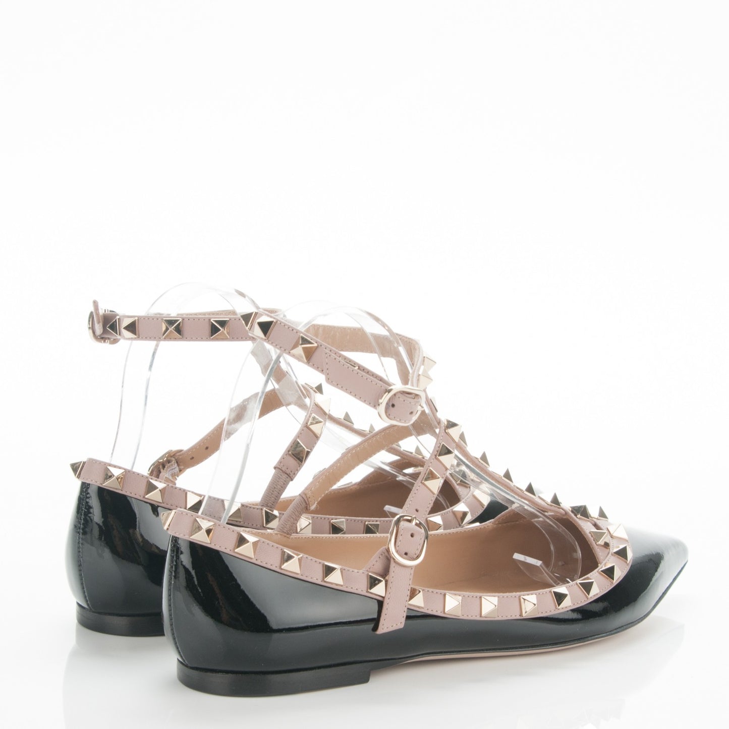 Patent Rockstud Cage Ballerina Flats 38 Black Poudre