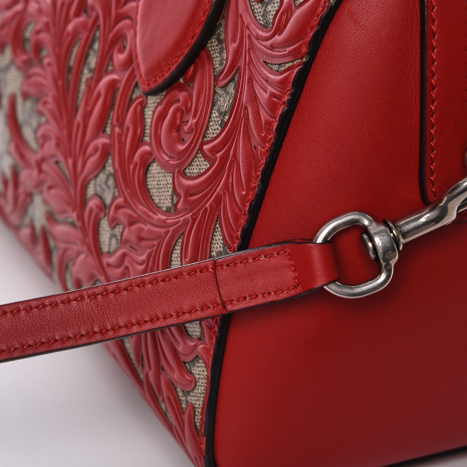 Gucci GG Supreme Monogram Arabesque Small Boston Hibiscus Red 10 of 11
