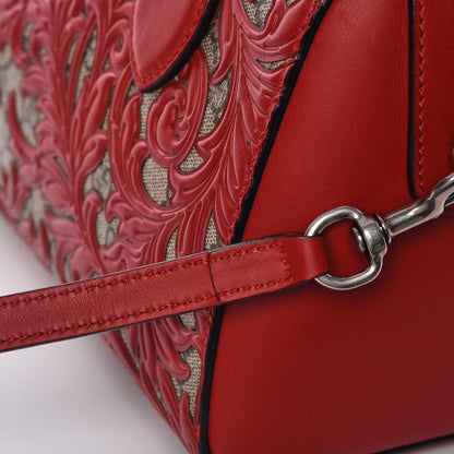 Gucci GG Supreme Monogram Arabesque Small Boston Hibiscus Red 10 of 11