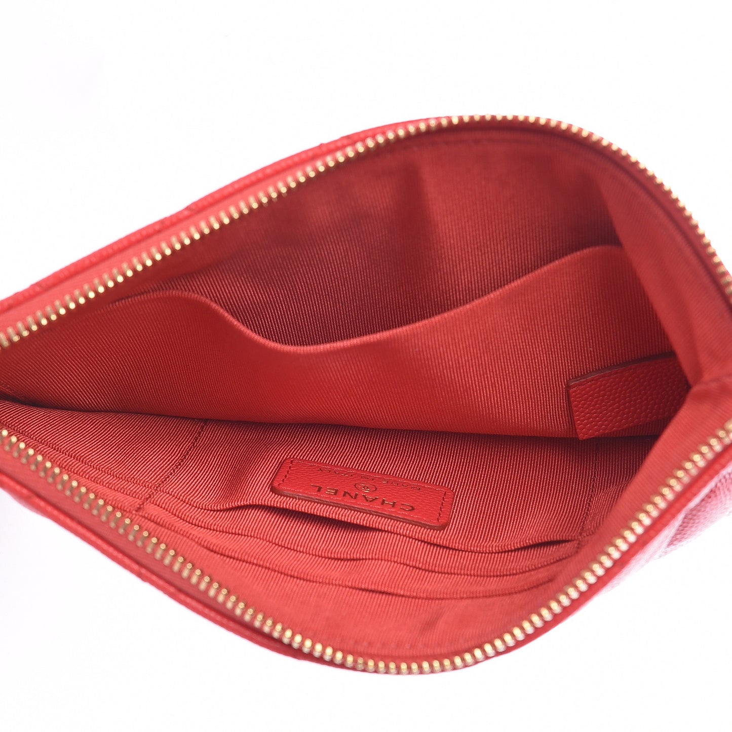 Shiny Caviar Quilted Cosmetic Case Red
