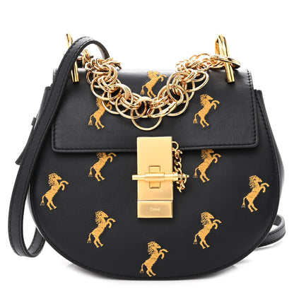 Chloe Calfskin Little Horses Embroidered Mini Drew Bijou Shoulder Bag Full Blue 1 of 8
