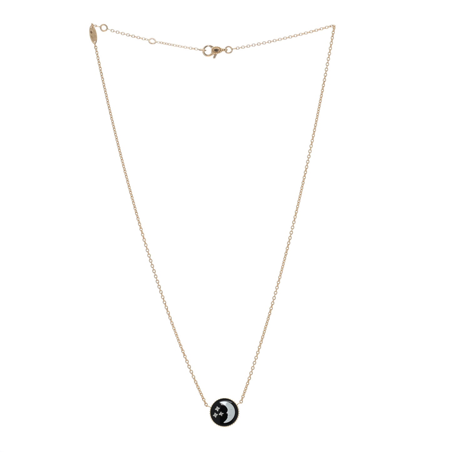 18K Yellow Gold Diamond Black Onyx Mother of Pearl Rose Celeste Pendant Necklace