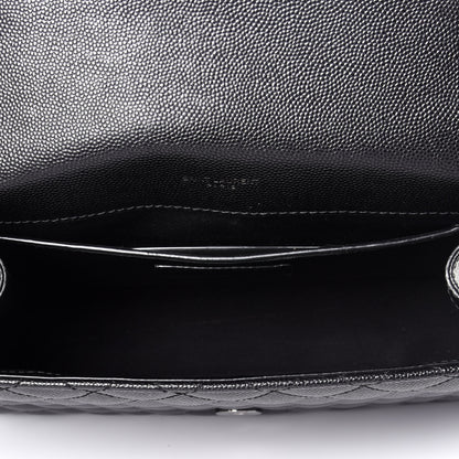 Saint Laurent Grain De Poudre Textured Mixed Matelasse Triquilt Medium Monogram Satchel Black 5 of 8