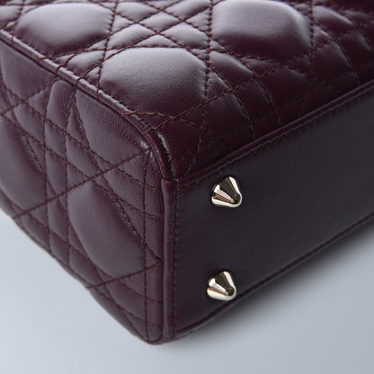 Christian Dior Lambskin Cannage Small Lucky Badges My Lady Dior Burgundy 13 of 14