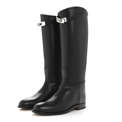 Hermes Box Kelly Jumping Boots 36 Black 3 of 9