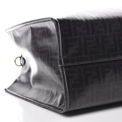 Fendi X FILA Glazed Fabric FF 1974 Mania Shopping Tote Bag Black White 5 of 13