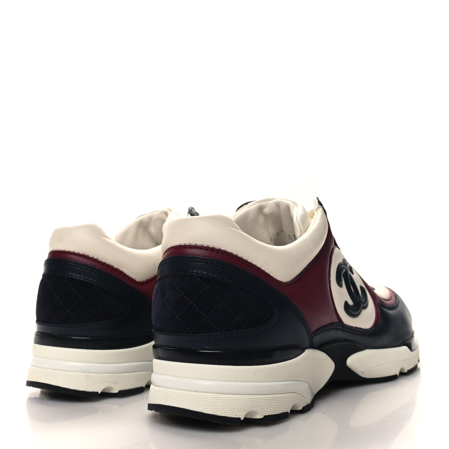Calfskin CC Sneakers 38.5 Navy Blue White Light Burgundy