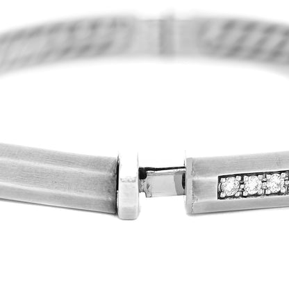 David Yurman Sterling Silver Diamond Stax Faceted Bangle Bracelet 5 of 7