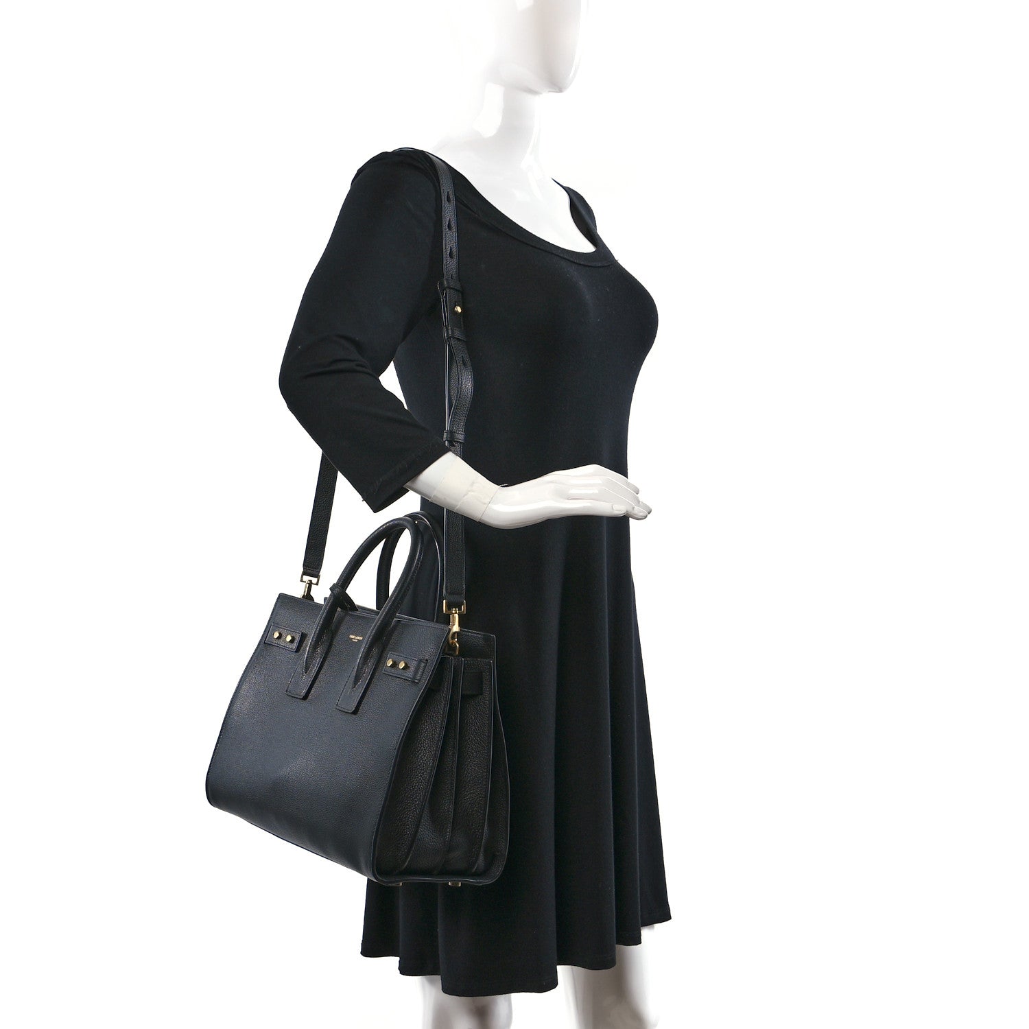 Saint Laurent Grained Calfskin Small Supple Sac De Jour Black 2 of 9