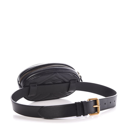 Gucci Calfskin Matelasse GG Marmont Belt Bag 75 30 Black 3 of 8