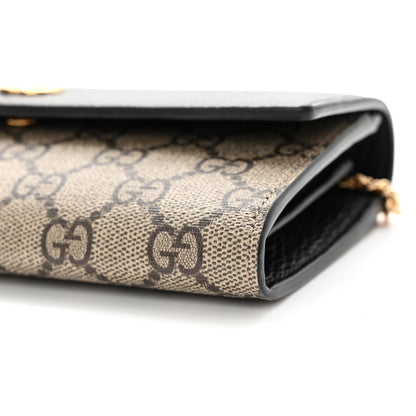 Gucci Dollar Calfskin GG Supreme Monogram Petite GG Marmont Wallet Chain Bag Black Beige Ebony 10 of 13