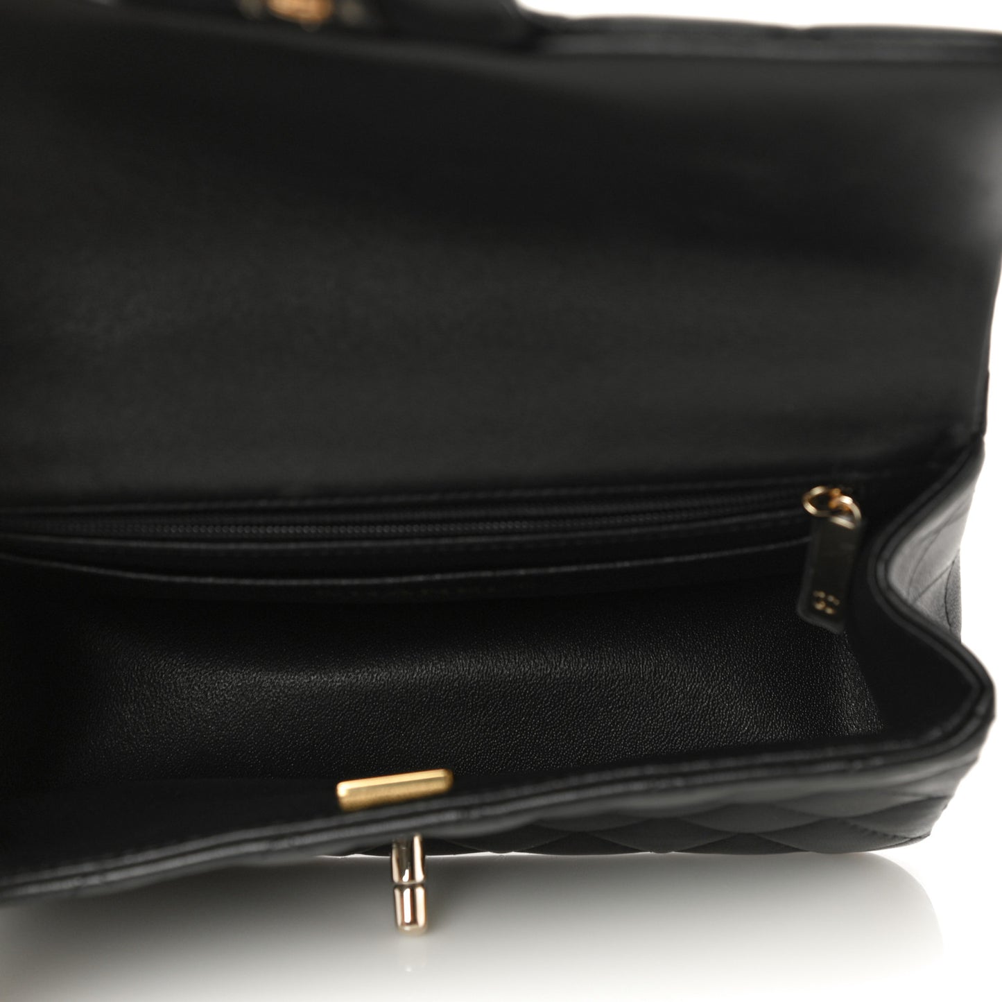 Lambskin Quilted Mini Top Handle Rectangular Flap Black