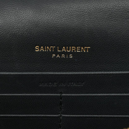 Saint Laurent Lambskin Matelasse Monogram Vicky Chain Wallet Black 5 of 13