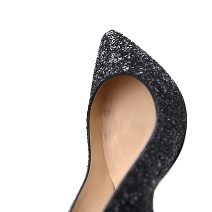 Jimmy Choo Coarse Glitter Pointy Toe Romy 85 Pumps 37 Black 17 of 18