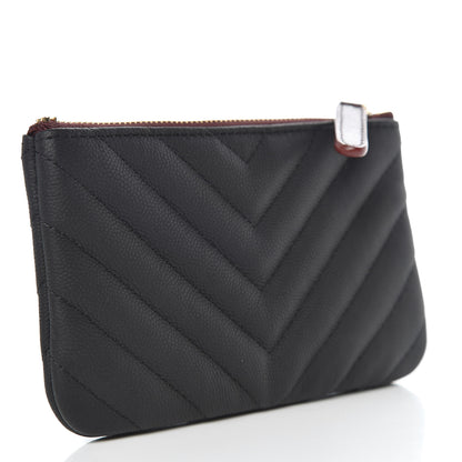 Chanel Caviar Chevron Quilted Small Cosmetic Case Black 3 of 8