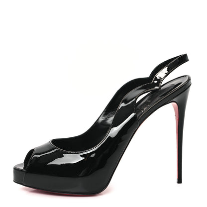 Christian Louboutin Patent Hot Chick Slingback Platform Peep Toe 120 Pumps 39 Black 1 of 8