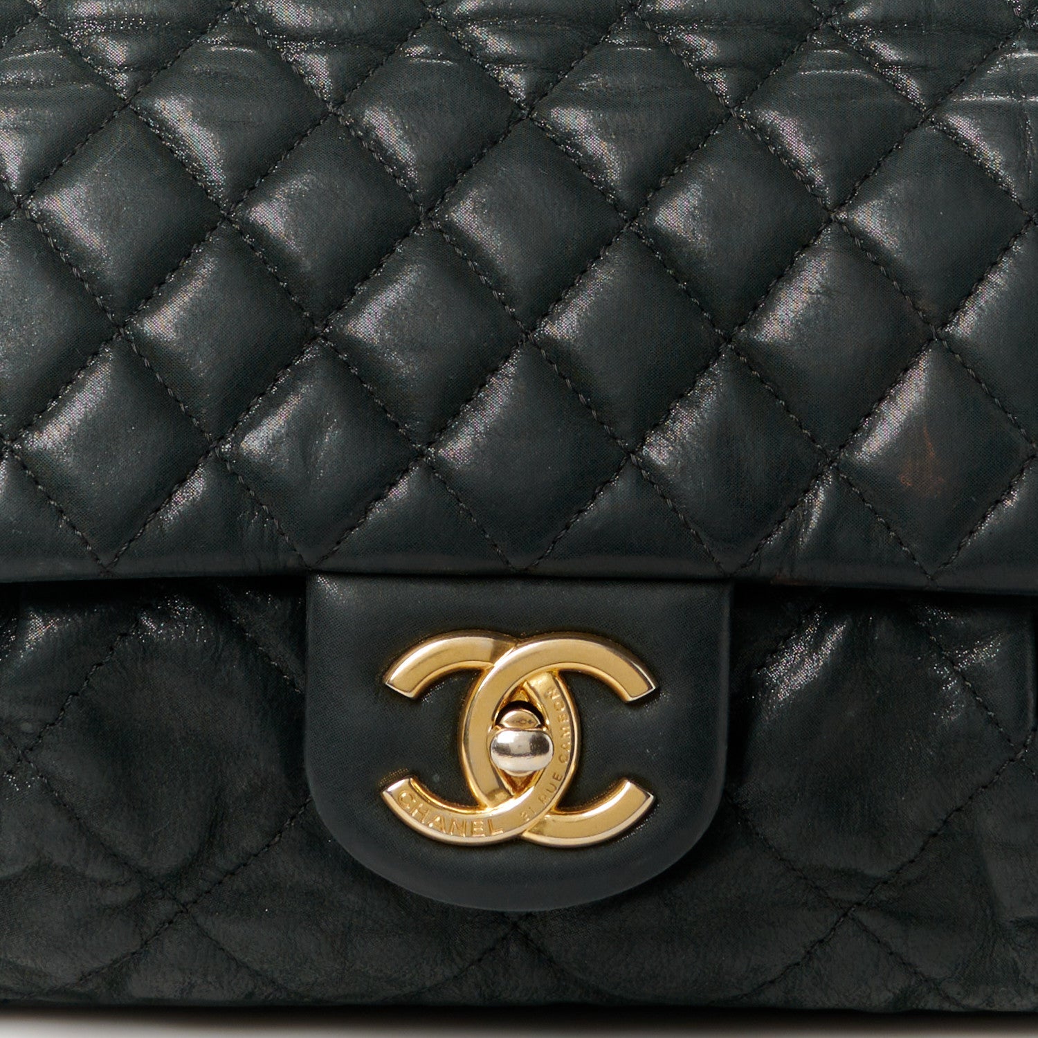 Chanel Iridescent Calfskin Large Chic Quilt Flap Black 9 of 11