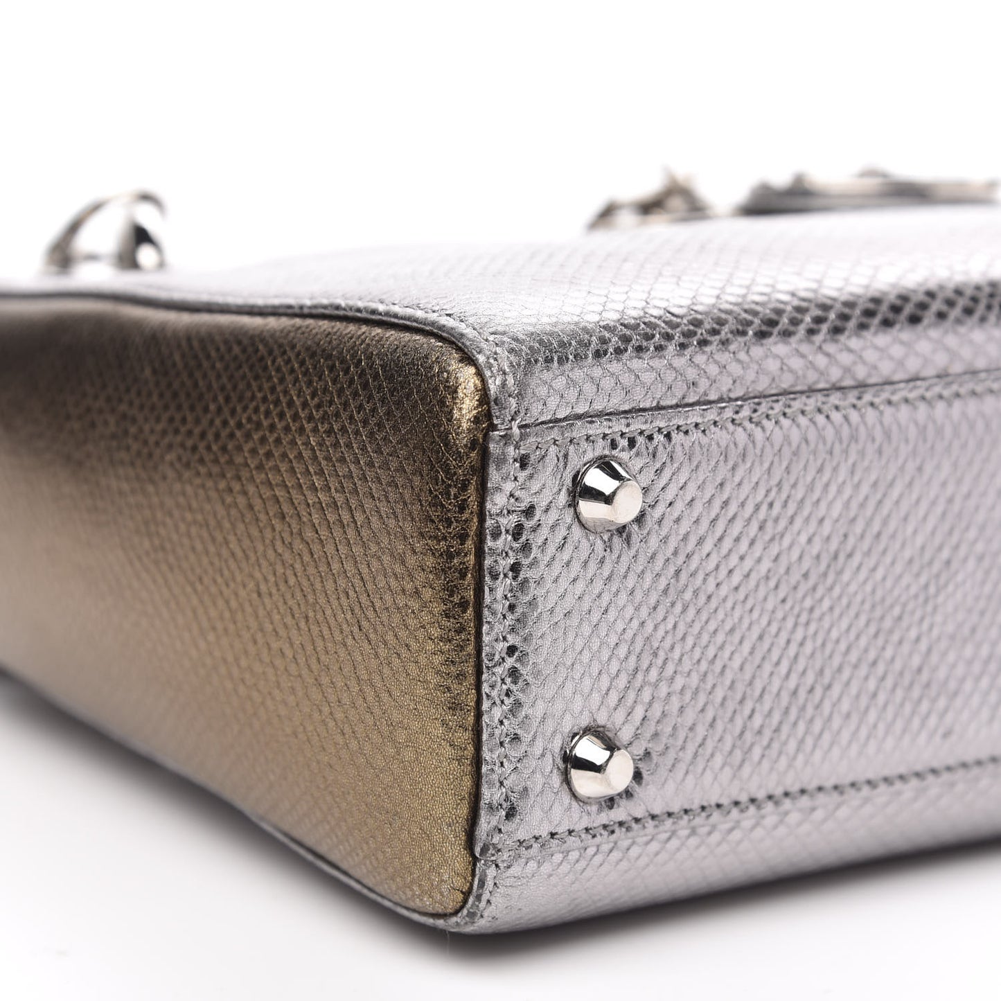 Metallic Karung Mini Lady Dior Silver Bronze