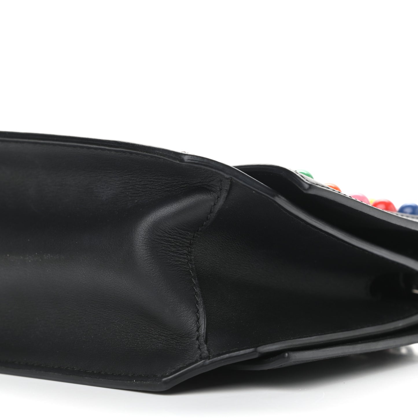 Calfskin Studded Bow Cut Chain Bag Black