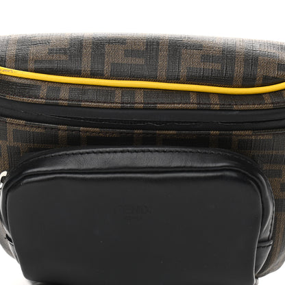 Fendi Glazed Fabric Vitello Century FF 1974 Pocket Belt Bag Mogano Panna Black Sunflower 7 of 9