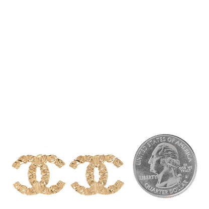 Chanel Metal Textured CC Earrings Gold 2 of 5