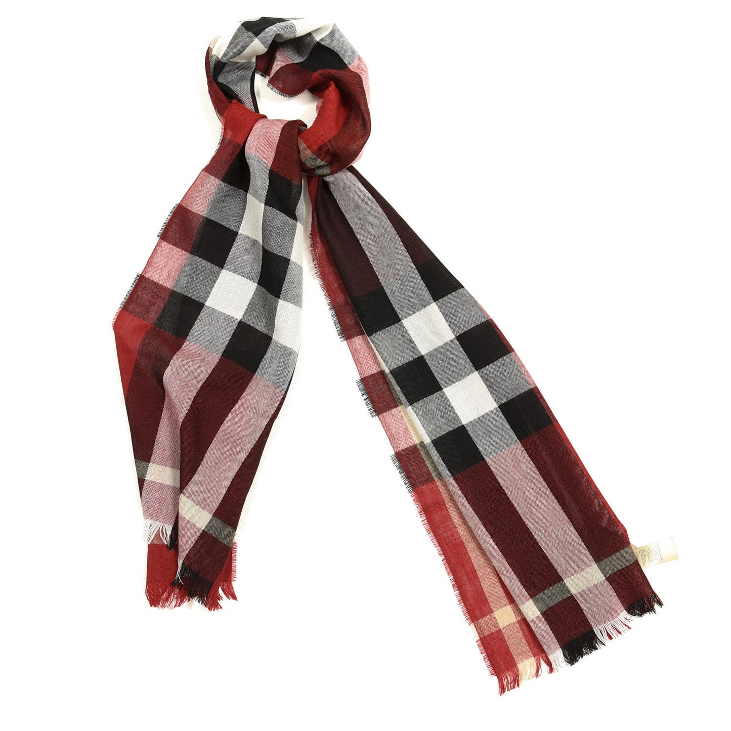 Wool Cashmere Tonal Check Lightweight Scarf Parade Red