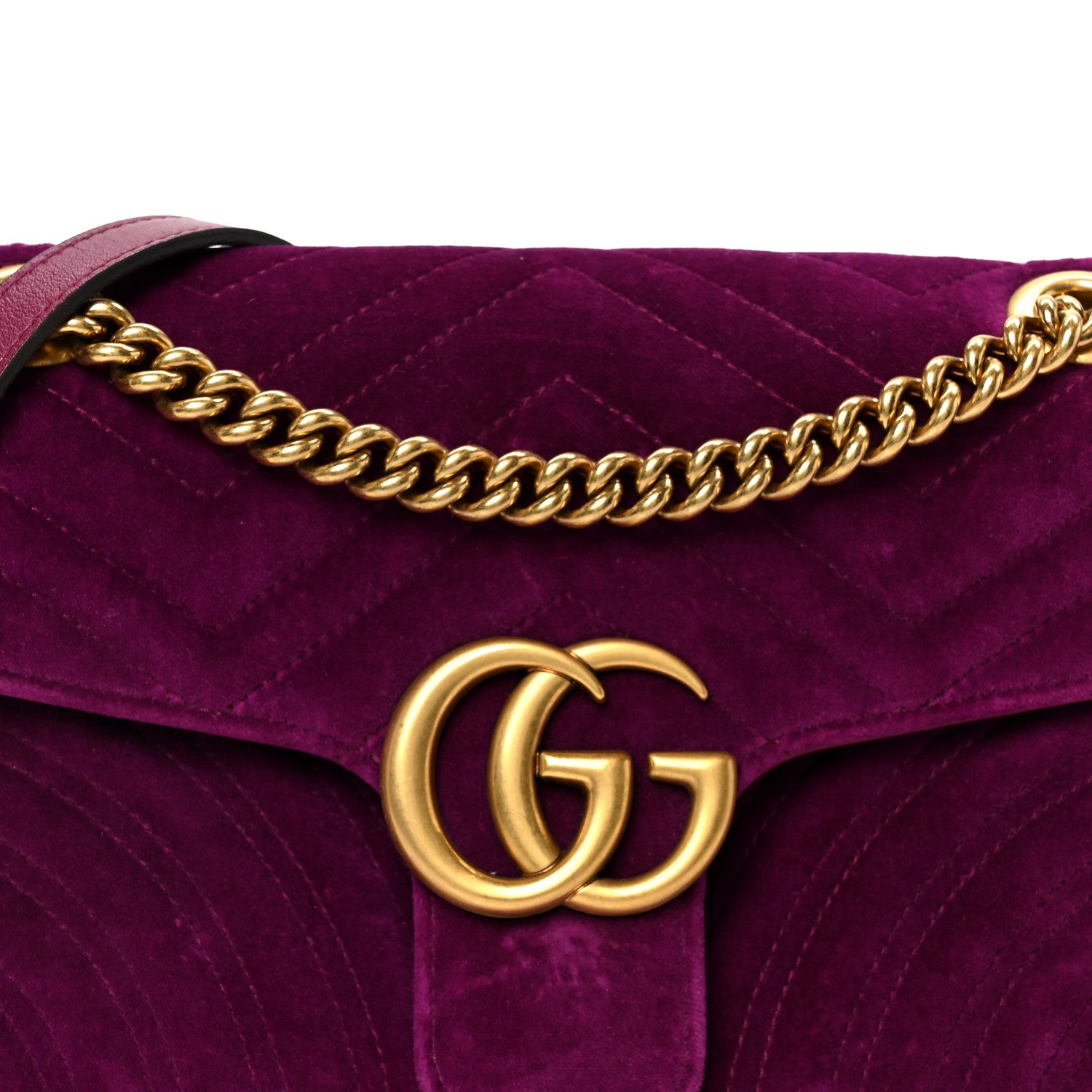 Gucci Velvet Matelasse Small GG Marmont Shoulder Bag Fuchsia Violet Cyclamen 9 of 11