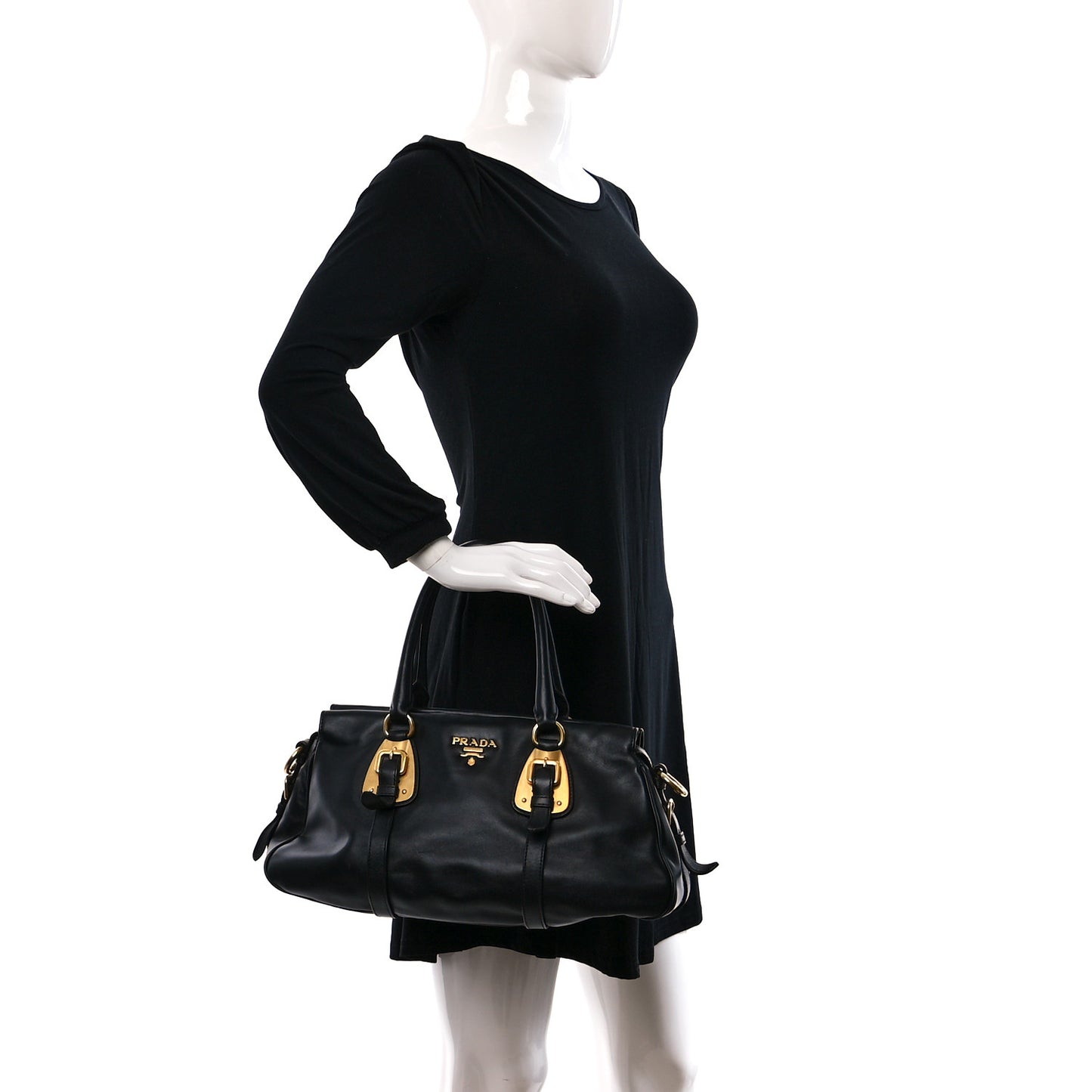 Soft Calf Shopping Satchel Black