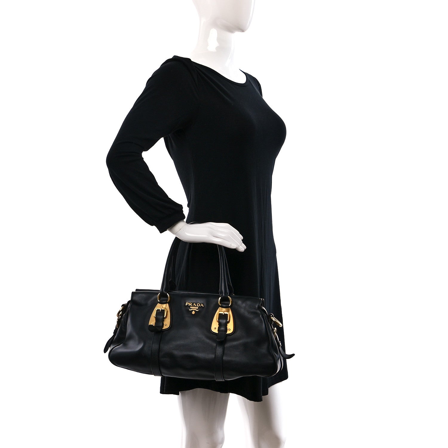 Prada Soft Calf Shopping Satchel Black 2 of 8