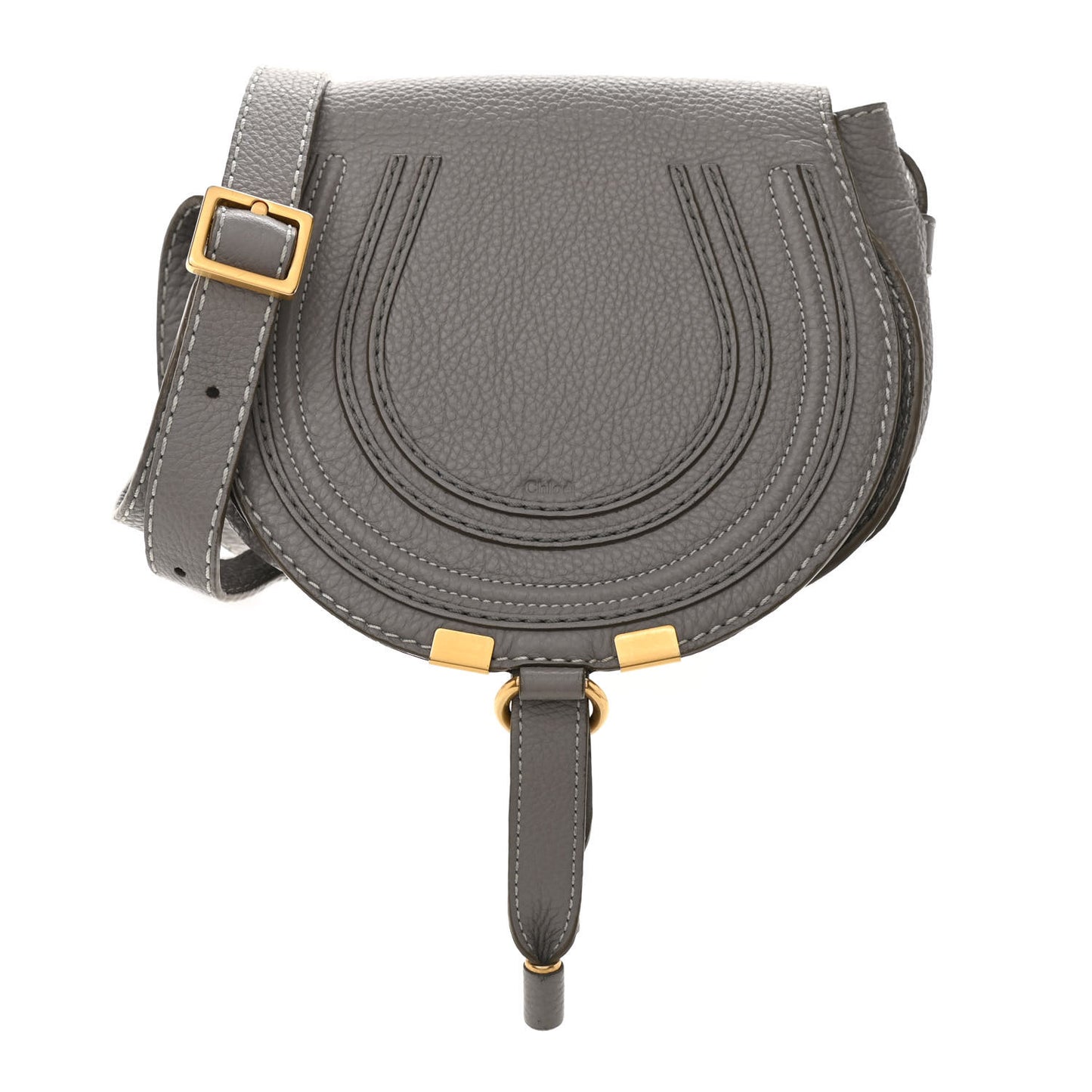 Calfskin Mini Marcie Round Crossbody Bag Cashmere Grey