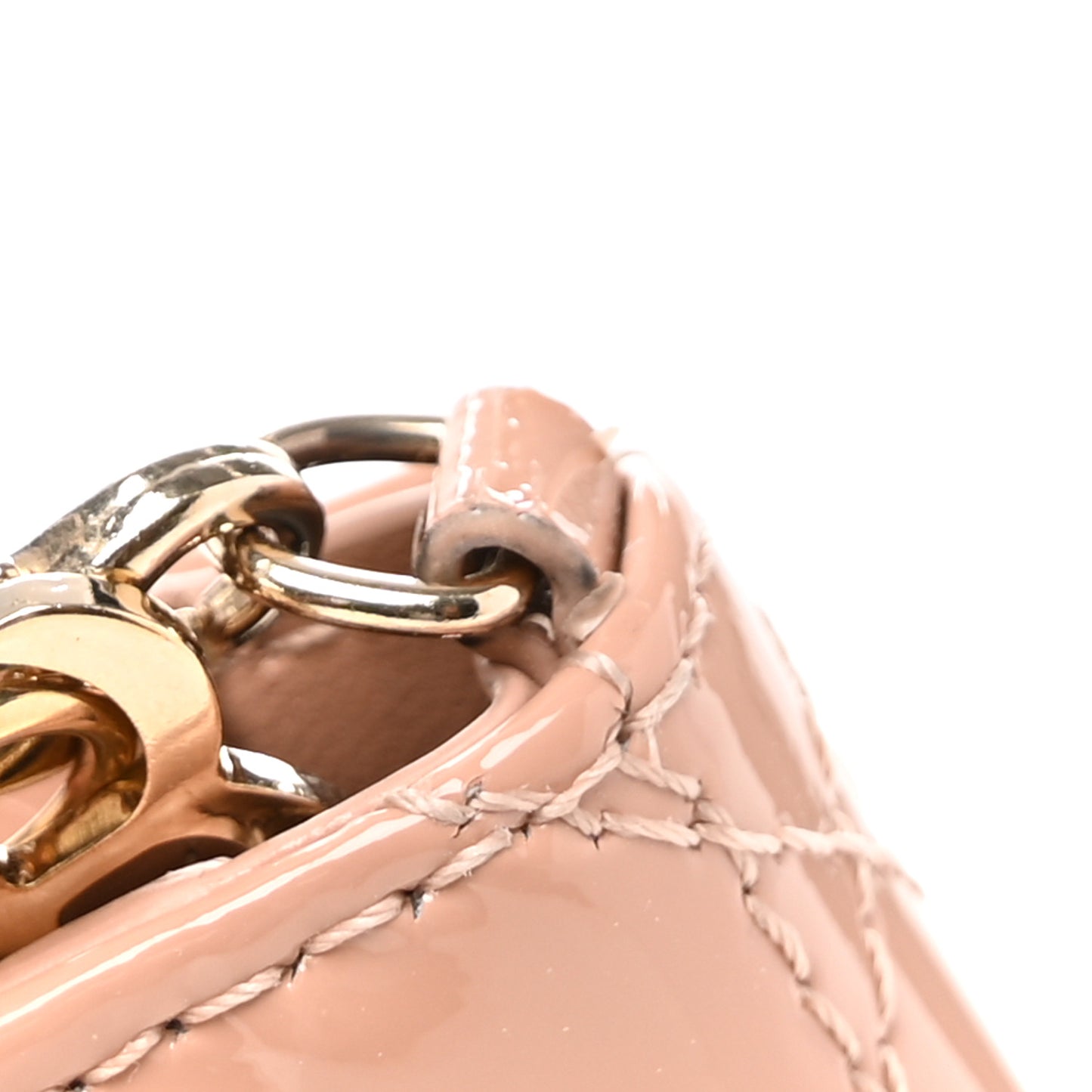 Patent Cannage Small Lady Dior Flap Card Holder Rose De Vents