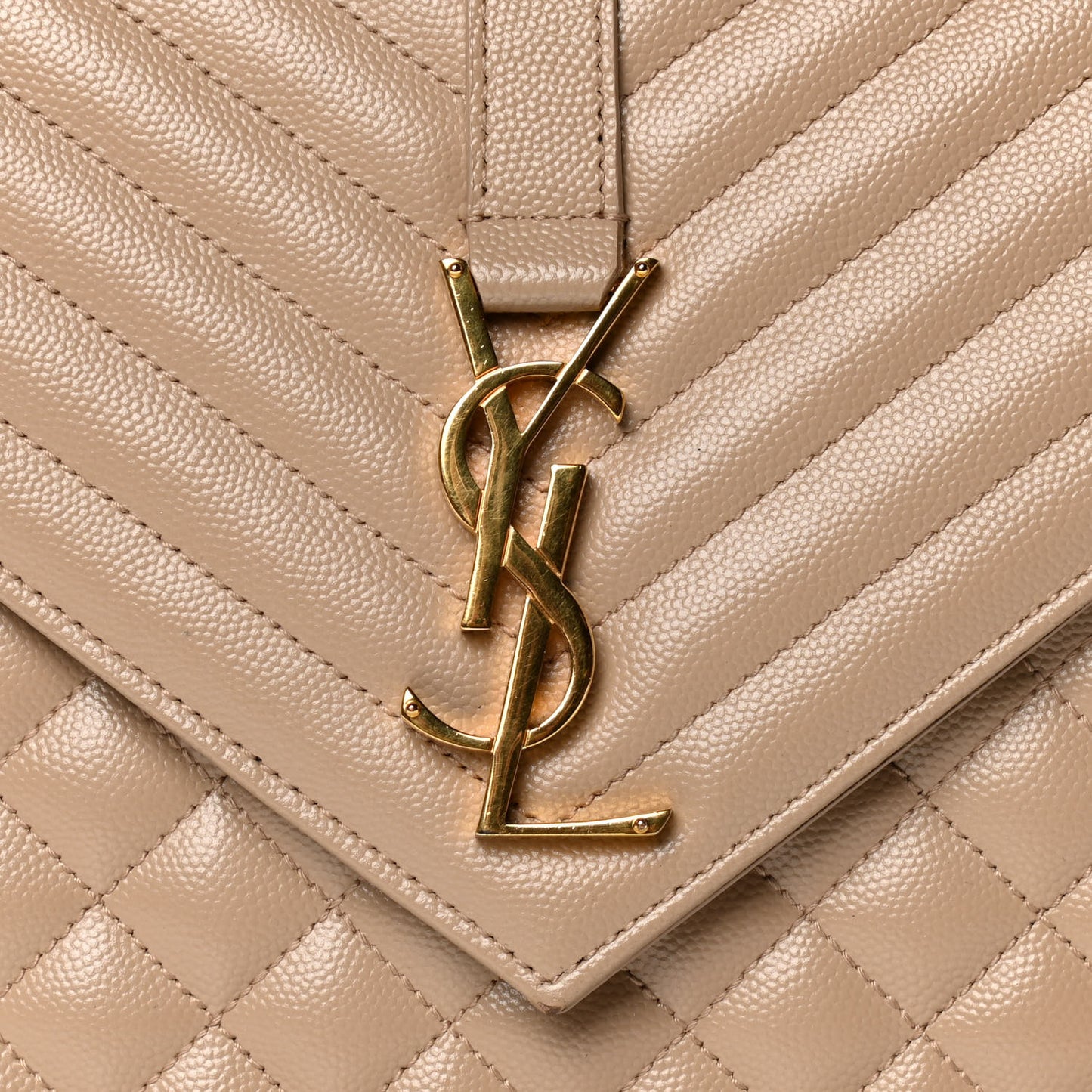 Grain De Poudre Large Tri-Quilt Monogram Satchel Dark Beige