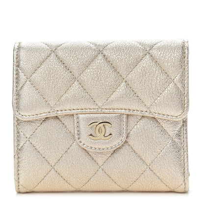 Chanel Metallic Lambskin Quilted Compact Flap Wallet Gold 1 of 9
