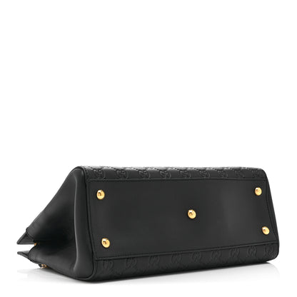 Gucci Guccissima Signature Medium Shoulder Tote Bag Black 4 of 12