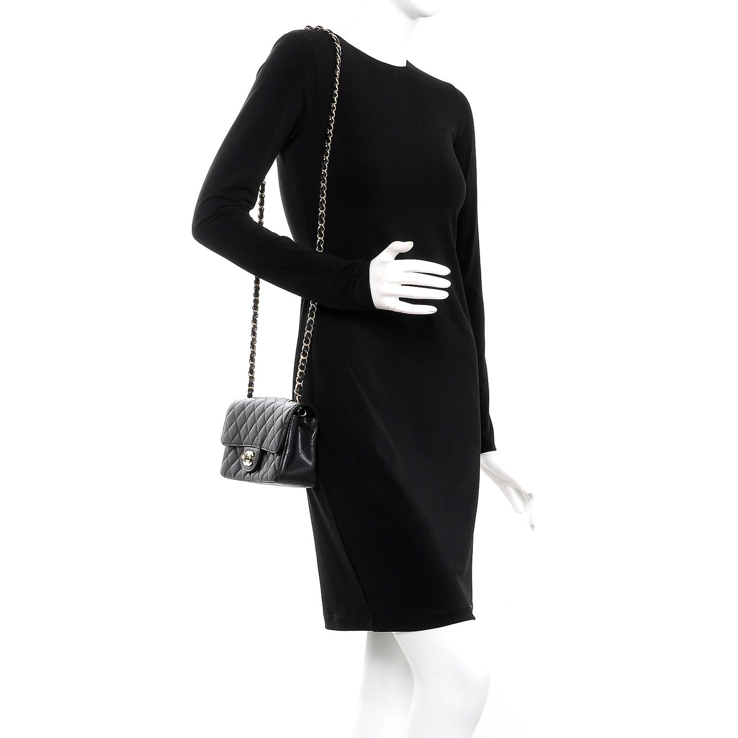 Caviar Quilted Mini Rectangular Flap Black