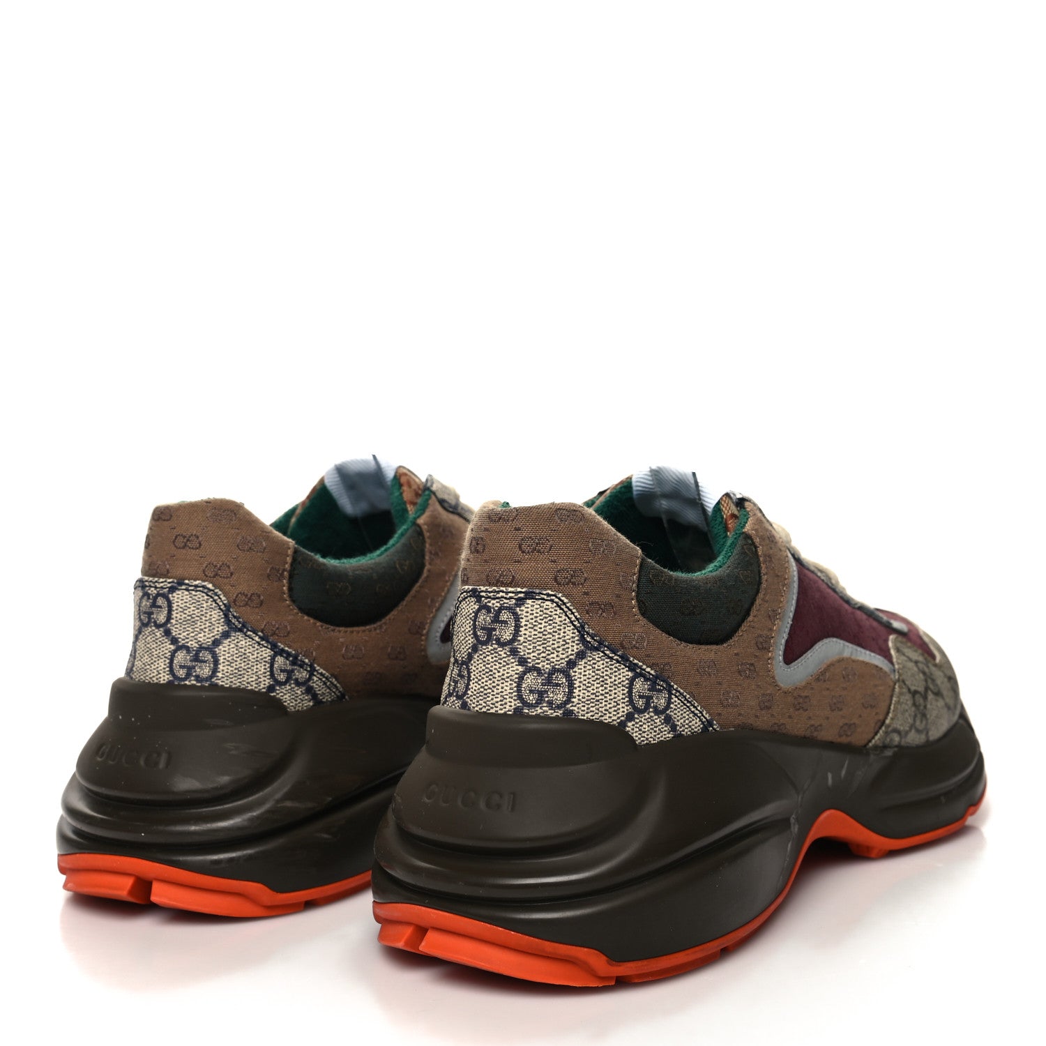 Gucci GG Supreme Monogram Mix Monogram Mens Rhyton Sneakers 10.5 Bordeaux Beige Ebony 4 of 9