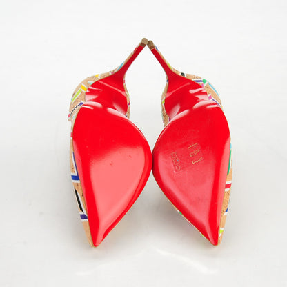 Christian Louboutin Cork Chevron Print Pigalle Follies 100 Pumps 37.5 Multicolor 5 of 7