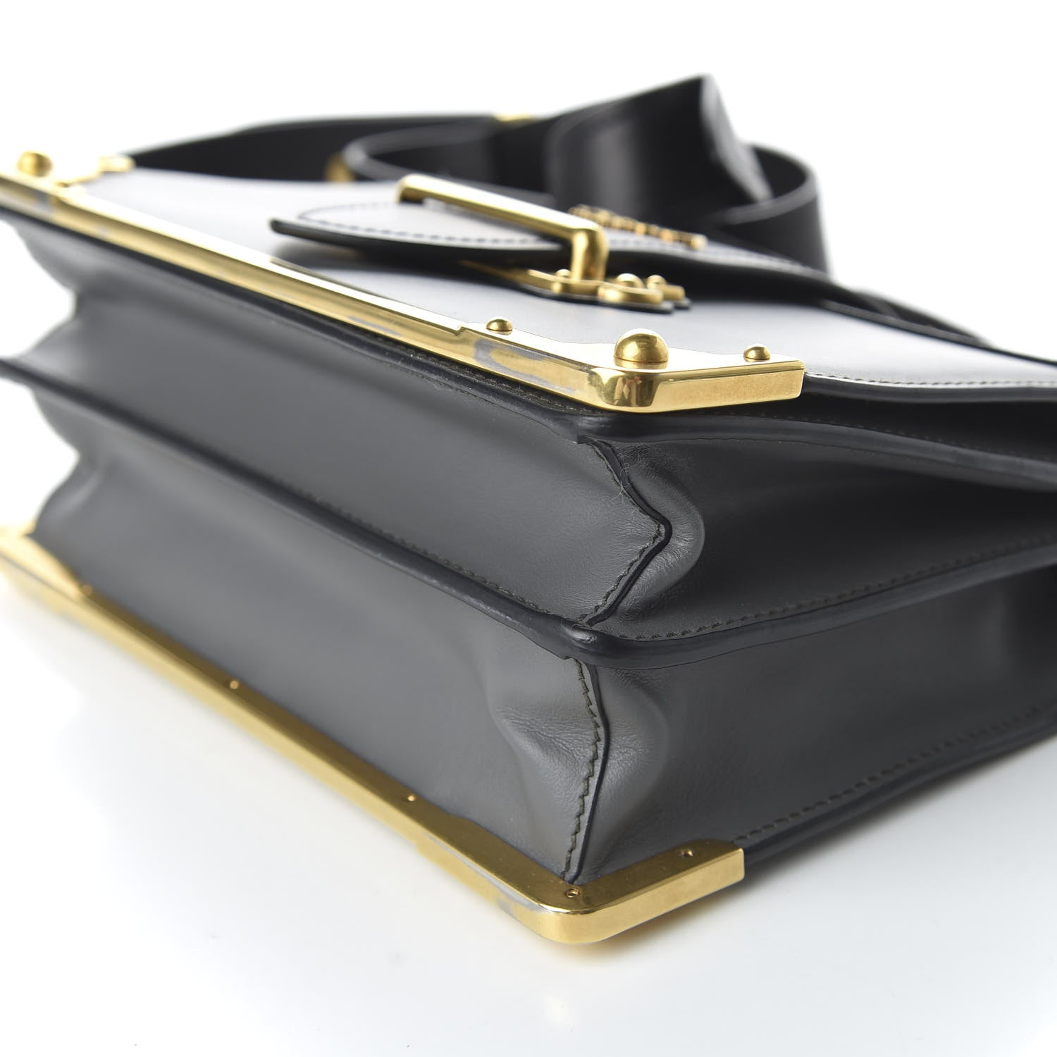 Prada City Calfskin Saffiano Cahier Bag Mercurio Black 7 of 9